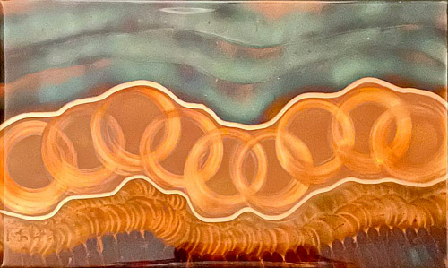Serenity flame painting on copper wall art with resen